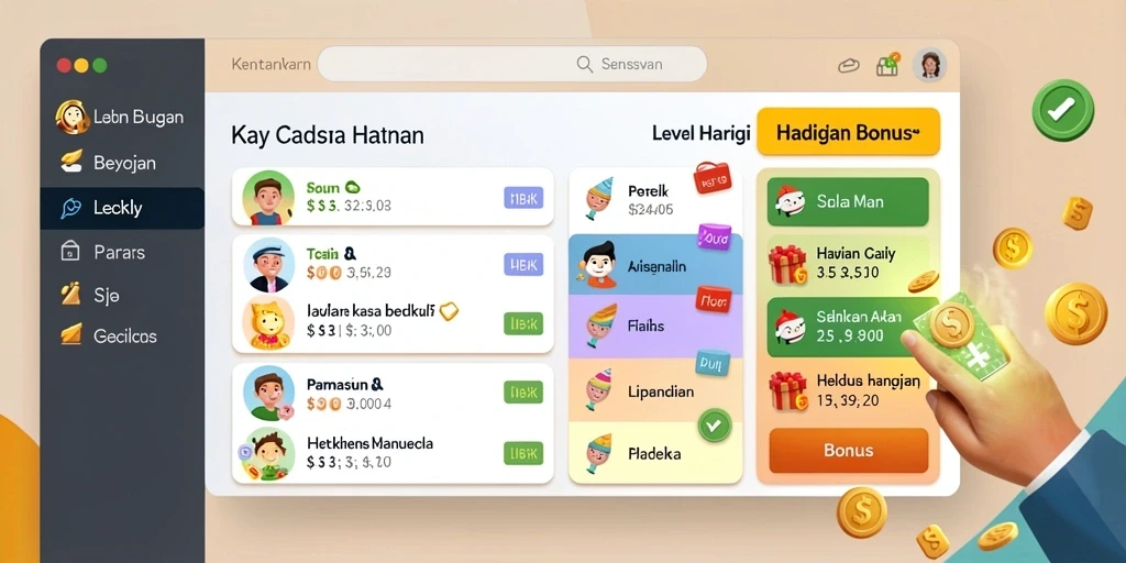 Screenshot memperlihatkan fitur bonus yang menguntungkan.